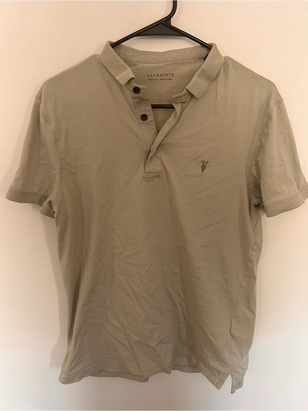 AllSaints Men's Short-Sleeve Polo in Light Green